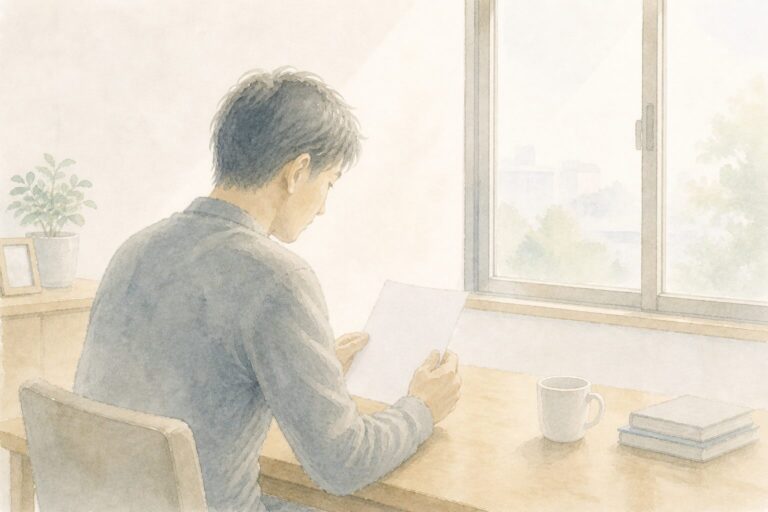 手紙を読む男性